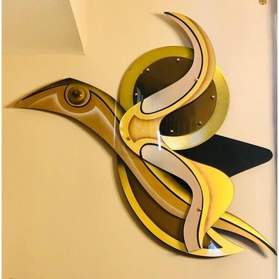 Shlomi Haziza Abstract Gold Metal Birt 3D Wall Art - Eva Essentials