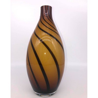 Tall Handblown Glass Tiger Striped Vase - Eva Essentials
