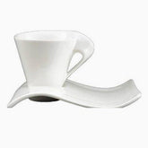 Tannex Set of 4 White Tie Espresso Cup and Saucer, White