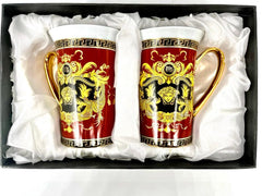 Teacup Set of 2 Red/Burgundy Versace Style 8 oz - Eva Essentials
