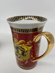 Teacup Set of 2 Red/Burgundy Versace Style 8 oz - Eva Essentials