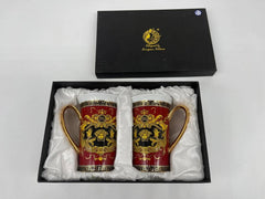 Teacup Set of 2 Red/Burgundy Versace Style 8 oz - Eva Essentials