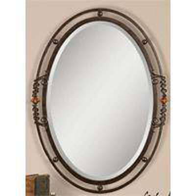 Uttermost Oval Black w multi Mirror - Eva Essentials