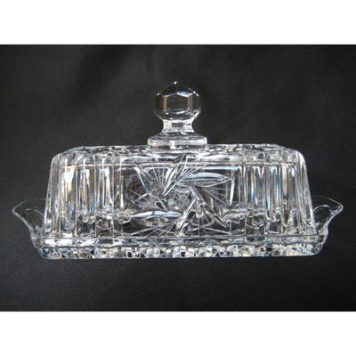 Vintage Clear Crystal Brilliant Cut Glass Butter Dish with Lid - Eva Essentials