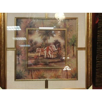 Wall Decor Twin Elephant Jungle Framed 40"x 40" - Eva Essentials