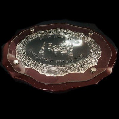 Wood & Glass Challah Board and Knife Set With Silver Inlay - Eva Essentials